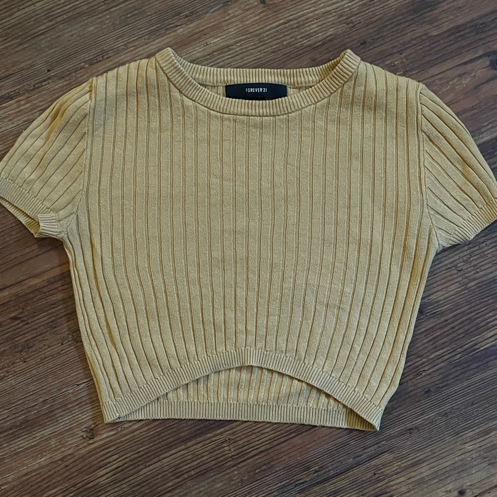 Yellow Ribbed Crop Top